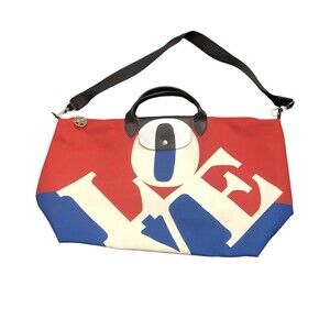 Longchamp Le Pliage X Robert Indiana LOVE Canvas XLarge Travel bag New $560